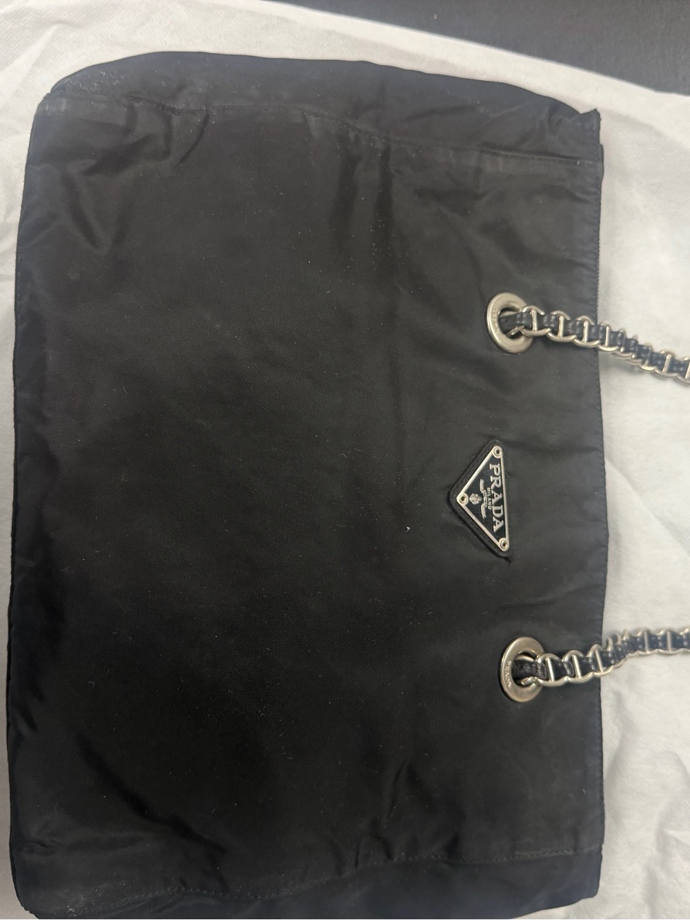 Prada Black Nylon Chain-Handle Tote with Silver Hardware - Picture 5 of 15